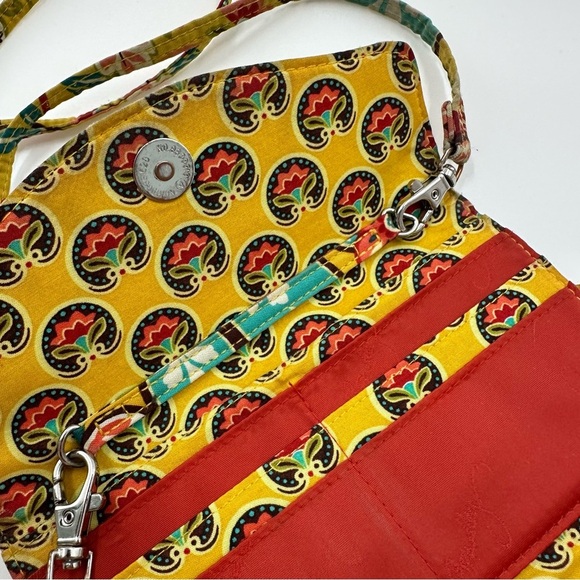 Vera Bradley Yellow Paisley Floral Convertible Hand Wallet / Crossbody - Picture 4 of 6